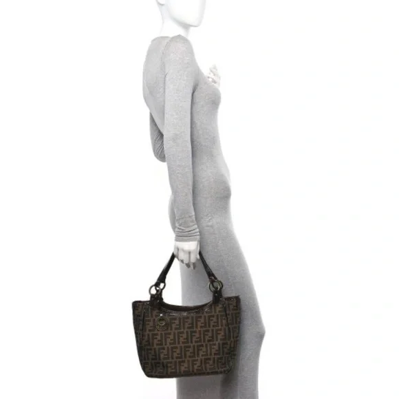 Authentic FENDI Zucca Small Chef Shopping Tote Bag Tobacco Moro Brown